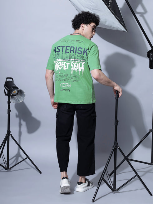 Bold Comfort: Men's Oversize Printed Cotton T-Shirt White